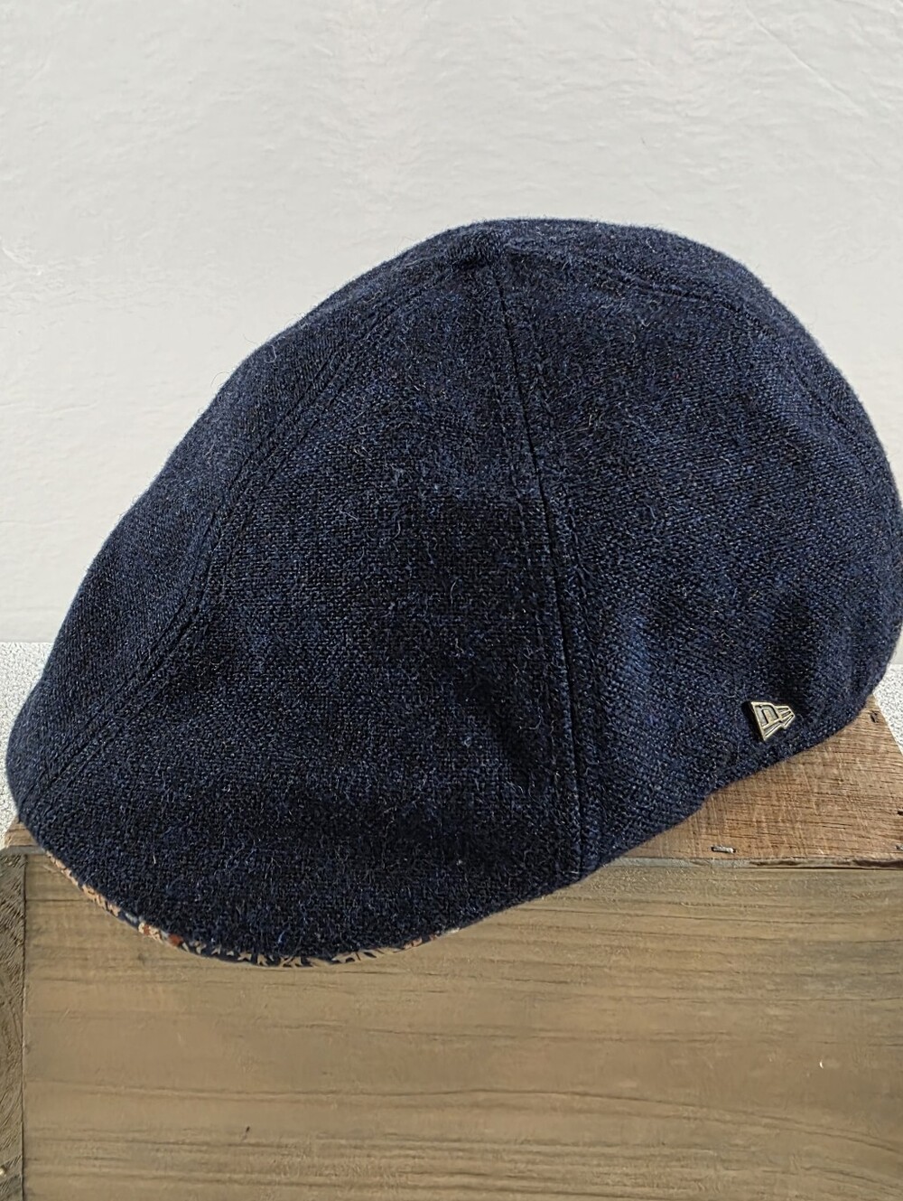 New Era Peaky Duckbill Liberty Fabric Grey Wool Logo Newsboy Cap Hat Med